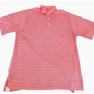 Peter Millar Mens Golf Polo Shirt Size‎ Large Striped Top Preppy Casual Cotton